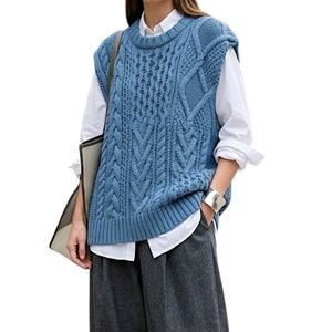 Tomorrowland Japan wool blend chunky cable knit oversized SAMPLE sweater vest S
